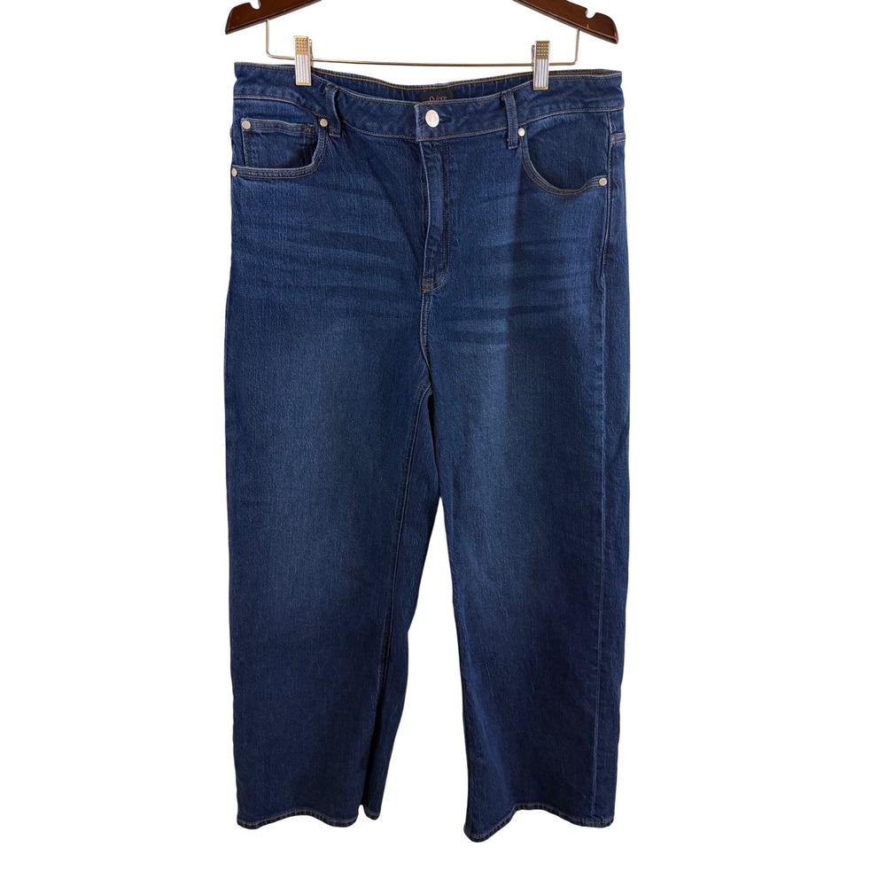 Quince Bella Stretch Relaxed Straight Jeans Women 33 Blue High Rise Cotton